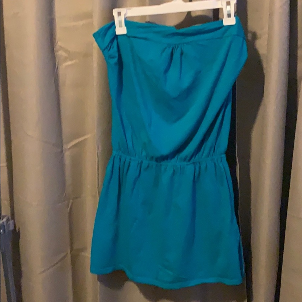 Teal strapless bathing suit cover up